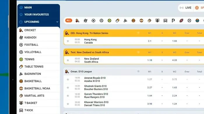 Mostbet-тегі спорт түрлері